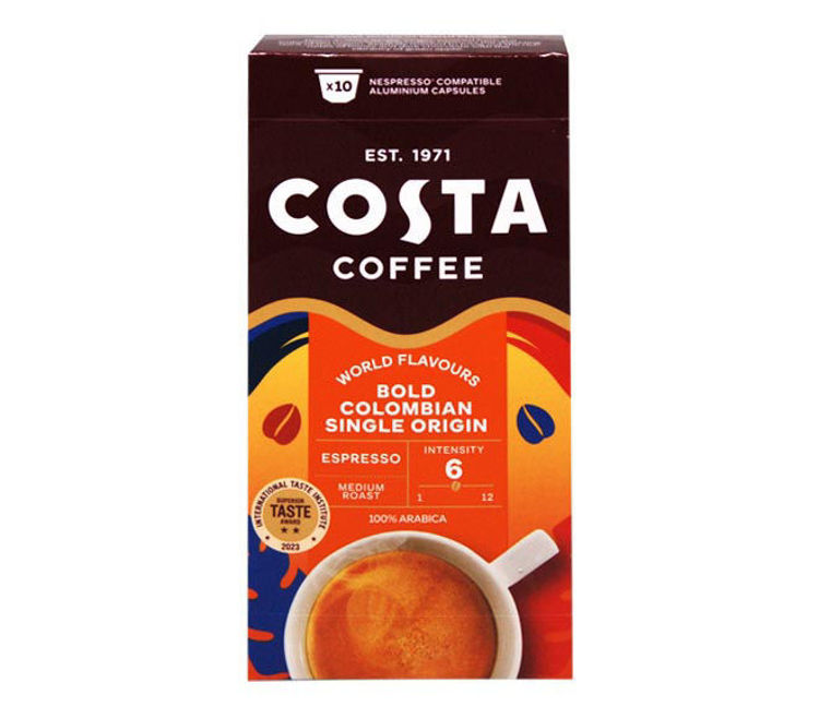 Picture of Costa Coffee Colombian Roast 100% Arabica Capsules Nespresso Compatible 10pcs | Intensity 6